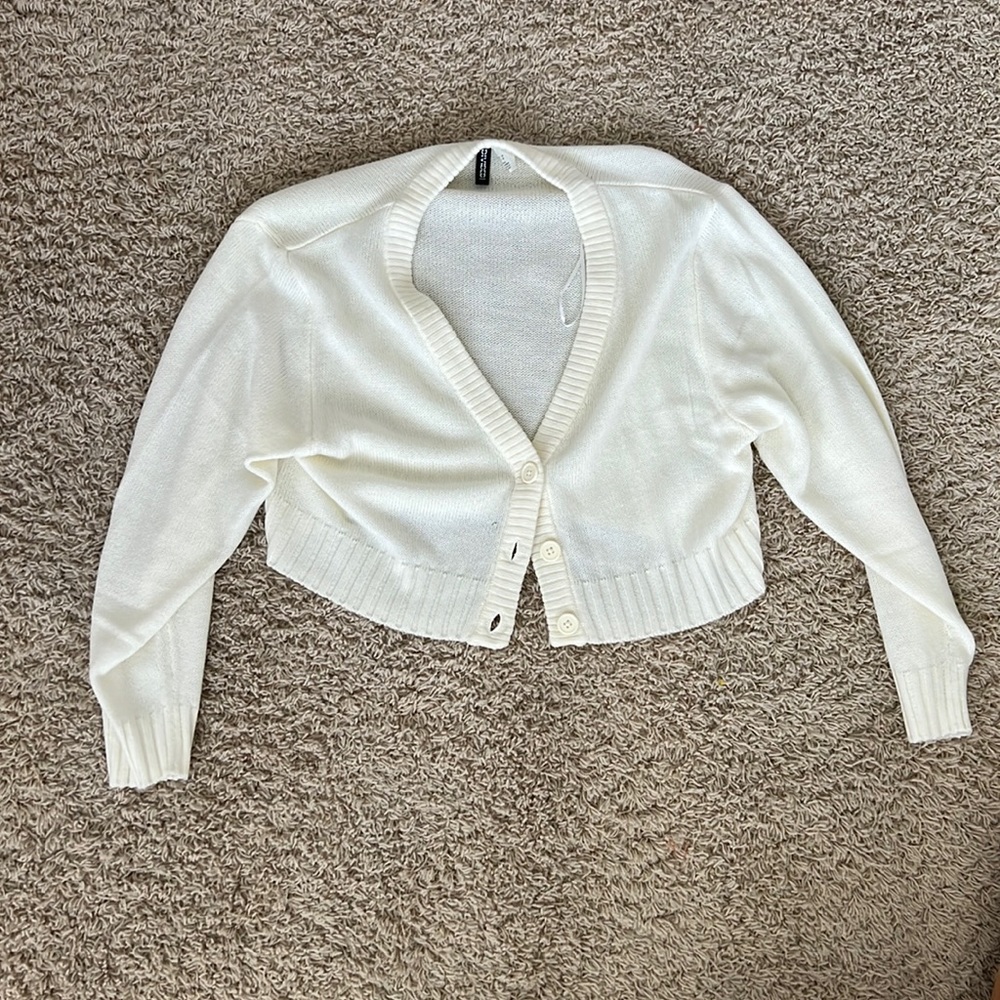 cropped cream cardigan